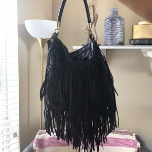 H&M Black fringed handbag with crossbody strap